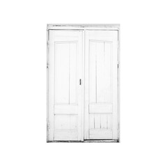 Old white wooden door isolated on white