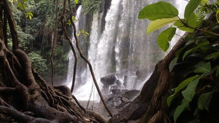 Cambodia.  Phnom Kulen Nature Reserve.  Waterfall.  Siem Reap city.  Siem Reap province.