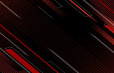 red and black geometric line with gradient background stock vector. oblique line and slanted squares shape overlapping with space in the middle © Ikiry GR