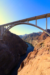 The Hoover Bridge from the Hoover Dam, Nevada.