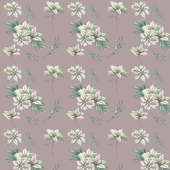 lovely poinsettia flowers pattern, xmas digital paper