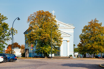 Fototapeta na wymiar Lutheran church of St. Ioann. Hamina, Finland