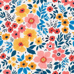 Elegant pattern in small colorful flowers. Liberty style. Floral seamless background. Ditsy print. Vector texture. A bouquet of spring flowers for fashion prints.