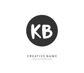 K B KB Initial letter handwriting and signature logo. A concept handwriting initial logo with template element.