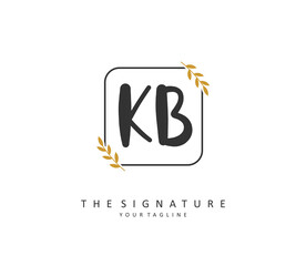 K B KB Initial letter handwriting and signature logo. A concept handwriting initial logo with template element.