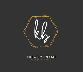 Obraz premium K B KB Initial letter handwriting and signature logo. A concept handwriting initial logo with template element.