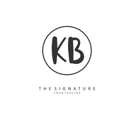 K B KB Initial letter handwriting and signature logo. A concept handwriting initial logo with template element.