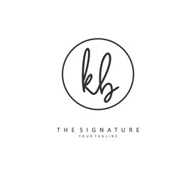 Fototapeta na wymiar K B KB Initial letter handwriting and signature logo. A concept handwriting initial logo with template element.