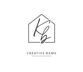 K B KB Initial letter handwriting and signature logo. A concept handwriting initial logo with template element.