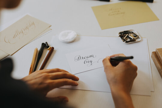 Dream big. Hand lettering and calligraphy.