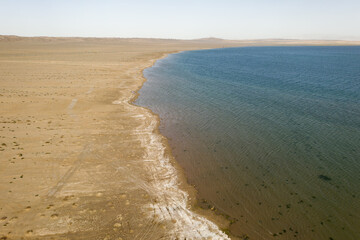 Landscape by the lake, soil and the lake edge.