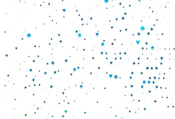 Light Blue, Green vector texture with playing cards.