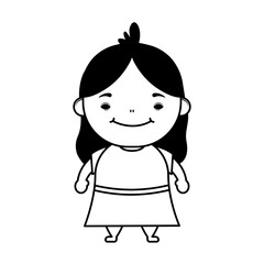 happy little girl avatar character line style