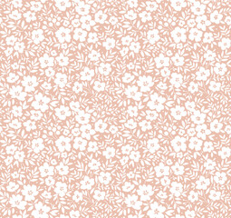 Vector naadloos patroon. Mooi patroon in kleine bloemen. Kleine witte bloemen. licht beige achtergrond. Ditsy bloemenachtergrond. De elegante sjabloon voor modeprints.