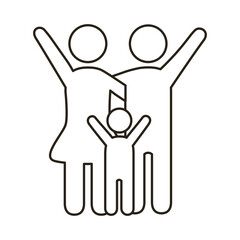 Obraz premium parents couple with son figures line style icon