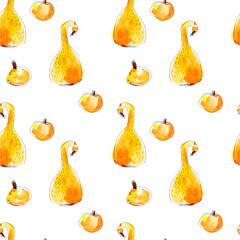 hand drawn autumn watercolor seamless pattern