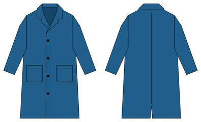Naklejka premium Long coat, trench coat vector template illustration / blue