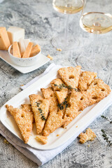 Homemade Cheese Cookies. Cheese cookies, homemade wholesome pastries. Cheese and White Wine.