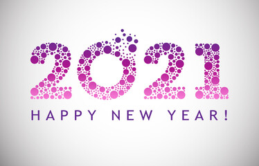 2021 Happy New Year Celebration with Colorful Modern Circle Style Design, Welcome 2021 Greeting Theme Vector Illustration
