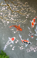 koi fish painted on the wall