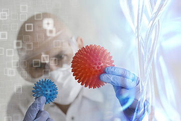 doctor coronavirus test, concept virus, epidemic, imitation laboratory bio hazard