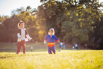 Fototapeta premium Kids playing in nature.
