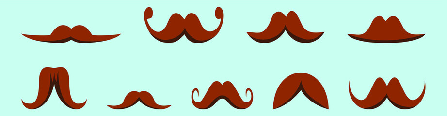 set of moustache cartoon icon design template with various models. vector illustration isolated on blue backgro