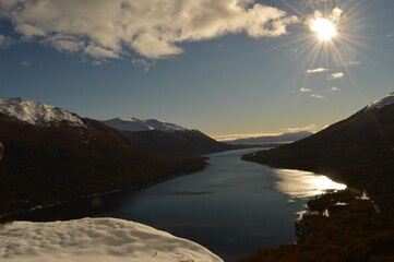 Driving and hiking in the Tierra Del Fuego National Park outside Ushuaia in Argentina