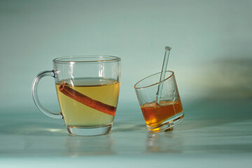 sweet hot aromatic tea in winter