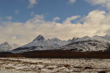 Driving and hiking in the Tierra Del Fuego National Park outside Ushuaia in Argentina