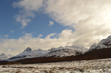 Driving and hiking in the Tierra Del Fuego National Park outside Ushuaia in Argentina