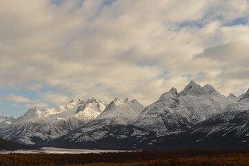 Driving and hiking in the Tierra Del Fuego National Park outside Ushuaia in Argentina