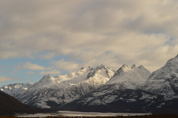 Driving and hiking in the Tierra Del Fuego National Park outside Ushuaia in Argentina