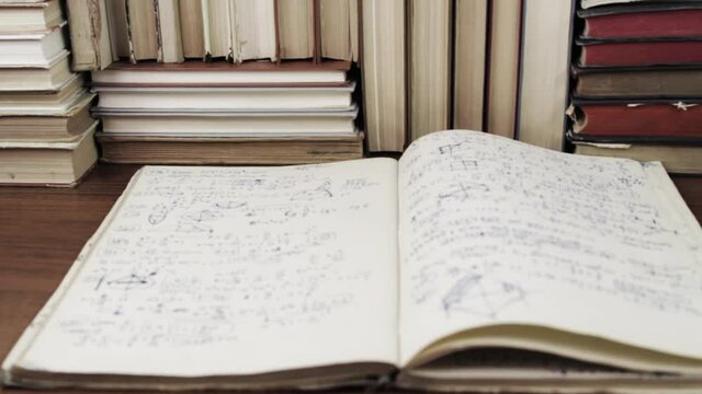 Writing-book with mathematical lectures and a lot of  books