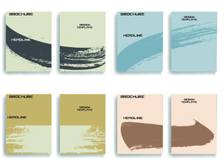 Vintage Set Of Different Grunge Textured Brochures . Black and White Patterns in Grungy Style . Vector