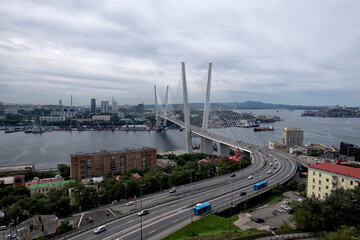 Fototapeta na wymiar view of the city of Vladivostok. Russia. Far East of Russia, the city of Vladivostok. Port, sea, ships, islands, bridges.