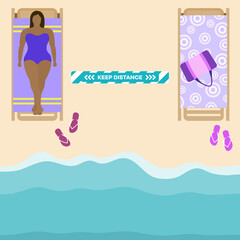 Open beach Social distancing People Summer Sea