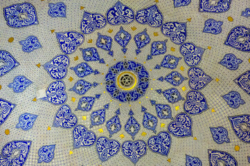 Detail of a mosaic of a mosque in the Samarkand 