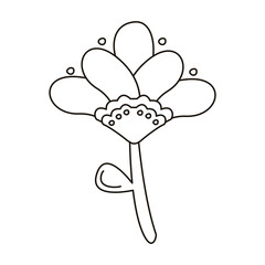 beautiful flower and leafs garden line style icon