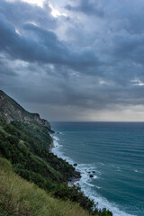 Fototapeta na wymiar the coast of the Adriatic sea on a stormy day in Montenegro