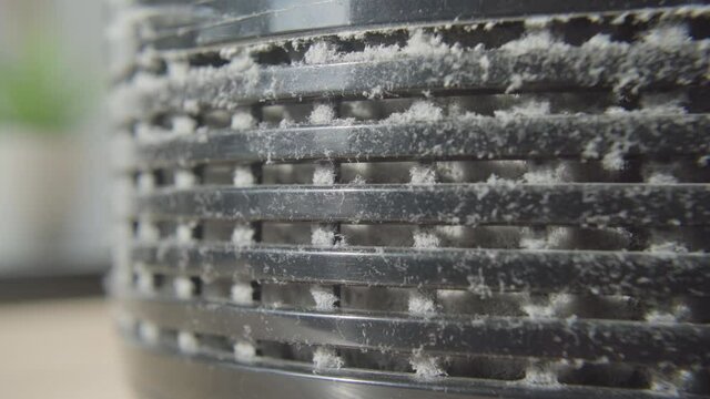 Close up on a Dusty Air Purifier inlet. 4K 