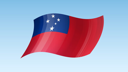 Samoa flag state symbol isolated on background national banner. Greeting card National Independence Day of the Independent State of Samoa. Illustration banner with realistic state flag.
