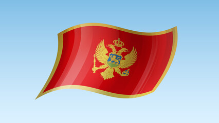 Montenegro flag state symbol isolated on background national banner. Greeting card National Independence Day of the republic of Montenegro. Illustration banner with realistic state flag.