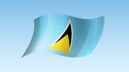 Fototapeta premium Saint Lucia flag state symbol isolated on background national banner. Greeting card National Independence Day of the republic of Saint Lucia. Illustration banner with realistic state flag.