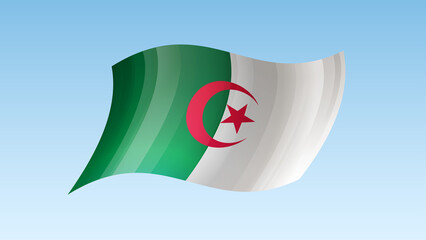 Obraz premium Algeria flag state symbol isolated on background national banner. Greeting card National Independence Day of the Republic of Algeria. Illustration banner with realistic state flag.
