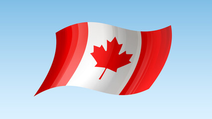 Canada flag state symbol isolated on background national banner. Greeting card National Independence Day of the Republic of Canada. Illustration banner with realistic state flag.