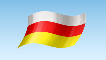 South Ossetia flag state symbol isolated on background national banner. Greeting card National Day of the Republic of South Ossetia the State of Alania. Illustration banner with realistic state flag
