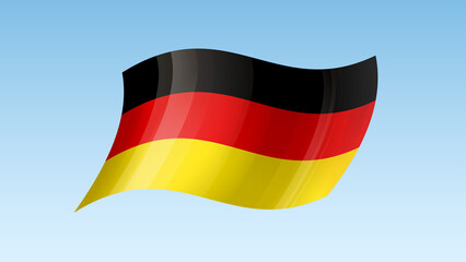 Germany flag state symbol isolated on background national banner. Greeting card National Independence Day of the Federal Republic of Germany. Illustration banner with realistic state flag of FRG.