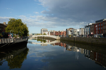 The Ha'penny bridge in Dublin City, Ireland