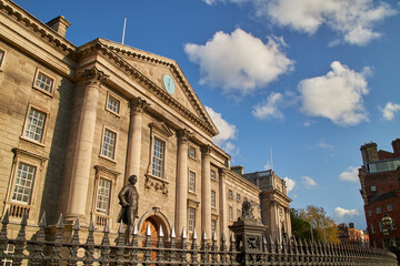 The exterior of Trinity College in Dublin, Ireland